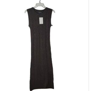 NEW Grade & Gather Brown Cable Knit Stretchy Sweater Dress Small